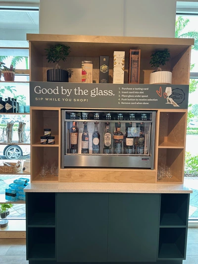 The Good Pour sampling station featuring wine by the glass