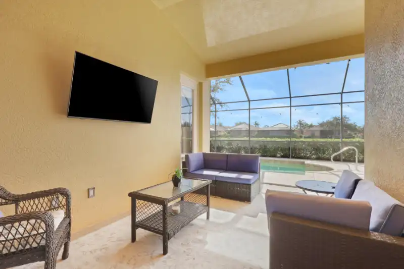 Outdoor lanai TV in North Naples, Florida