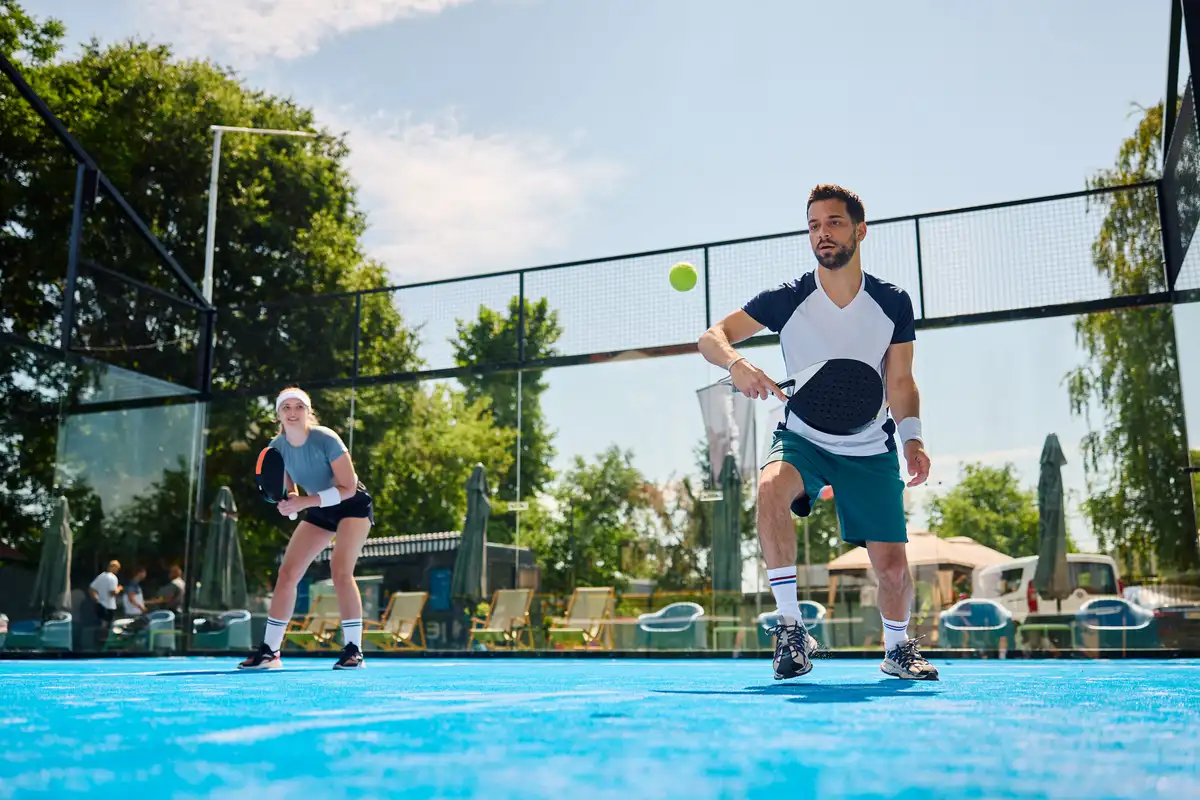 Friends in Naples, Florida playing pickleball.