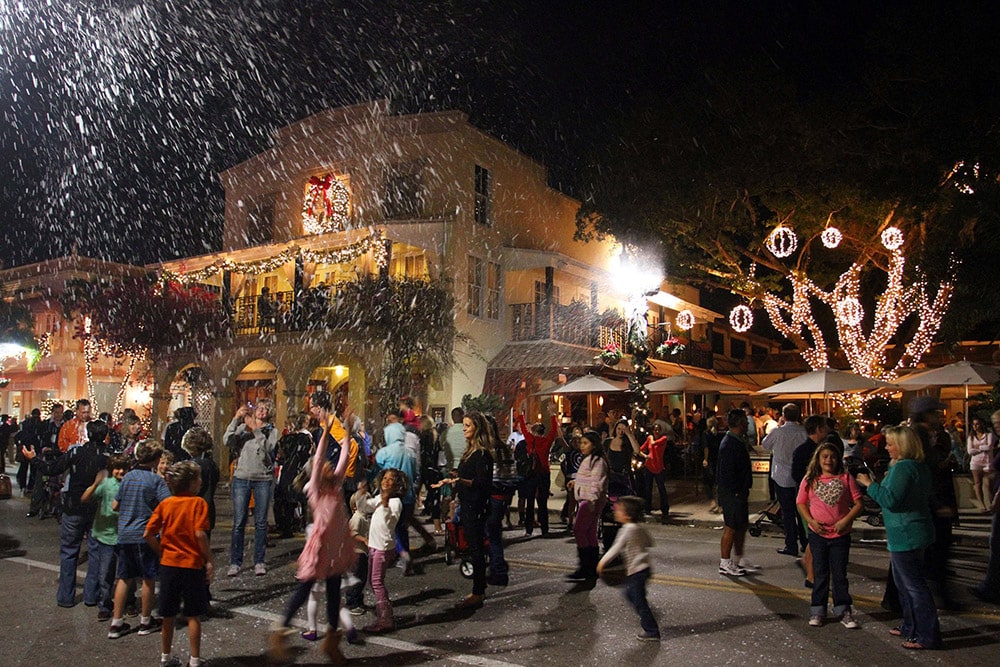 Snow on 3rd Street South in Naples, FL